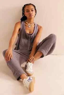 Free People Coastal Cruisin Jumpsuit XS 2 Oversized Cotton Gray One-Piece 42874 - Image 1 of 4