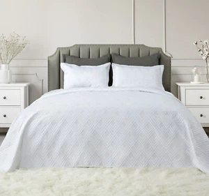 3 Piece White Comforter Set Bed All Season Reversible Bedding Comforter Sets - Picture 1 of 28
