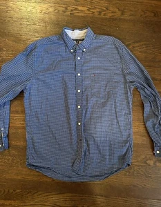 Camisa Tommy Hilfiger Para Hombre Manga Larga Con Botones XL Rayas Azul Calce Clásico - Imagen 1 de 6