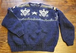 Mens Vintage Polo Ralph Lauren Hand Knit Wool Eagle Shield Star Sweater XXL - Picture 1 of 10