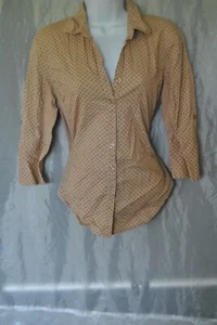 Women's Shirt by Grand & Green Size L Brown Poka dot in Color RN53166 - Picture 1 of 12