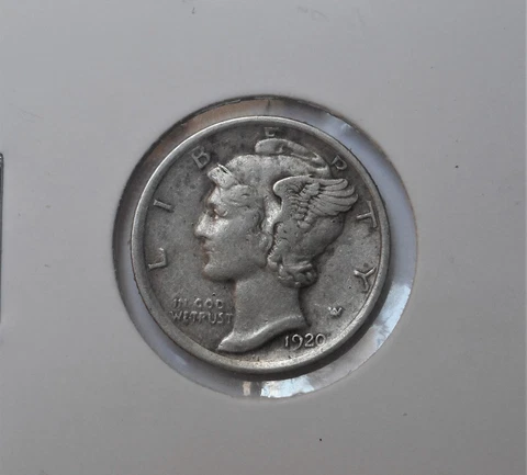 1920 . Mercury Dime . EF . Extra Fine . XF Cover