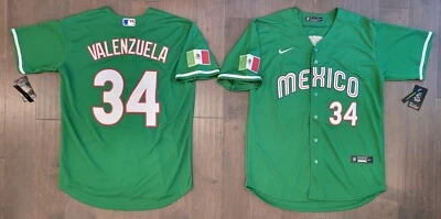 Camiseta verde cosida Fernando Valenzuela #34 Selección Nacional Mexicana Dodgers Foto 1 de 3