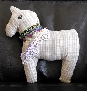 HANDMADE SOFT DOG FABRIC doll EMBROIDERED ONE OF A KIND DIRECTLY FROM ARTIST - Picture 1 of 12