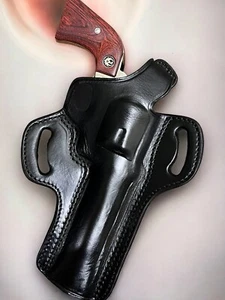 For 6.5" SINGLE ACTION REVOLVER, Right Hand Black Leather Belt Holster - Picture 1 of 7