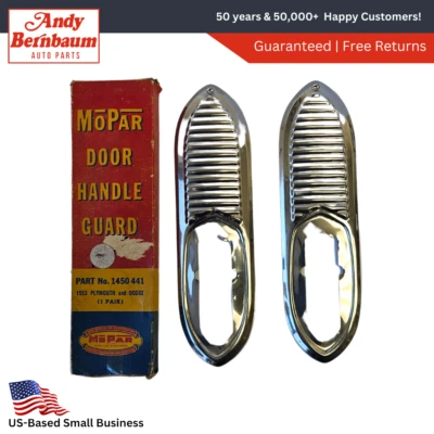 Plymouth Dodge 1953 manija de puerta protector bisel moldura cromo par 1450441 nuevo en stock Foto 1 de 4