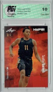 Scottie Barnes 2022 Leaf Hype #75A Red Blank Back #1/1 Rookie Card PGI 10