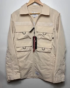 Alpha Industries Nylon Cargo Shirt Jacket Cream size Large NWT MSRP $199 - Picture 1 of 8