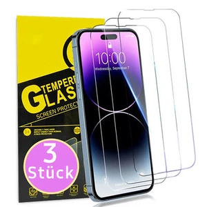 3x Panzerfolie für iPhone 16 15 14 13 12 11 8 17 XR Pro Max Mini Echt Schutzglas - Bild 1 von 11