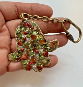 Llavero de mano Michal Golan Hamsa con piedras preciosas cristales de Swarovski chapado en oro 24K - Imagen 1 de 3