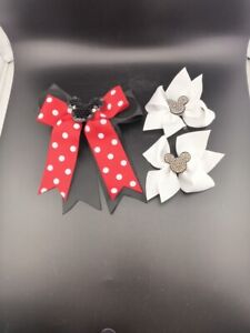New 3 Girls Hair Bows Mickey Mouse 1 Large/ 2 Small Bows