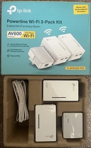 TP Link Powerline Wi-Fi 3-Pack Kit AV600 300MBPS 2 x Ethernet Cables In Box - Afbeelding 1 van 9