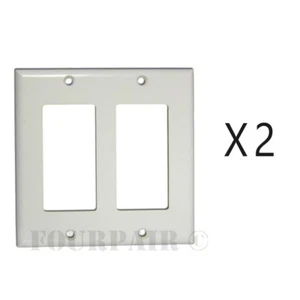 2 Pack - 2-Gang Decora Decorator Flush Wall Face Plate Outlet Cover GFCI White - Picture 1 of 2