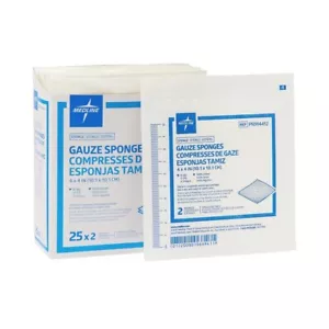 Medline St2s gewebter Baumwollgaze Schwamm 12-lagig 4x4 50Ct - Bild 1 von 2