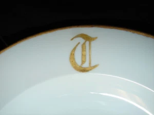 Antique Czechoslovakia Monogram T Gold Trim Fine China Dinner Plate 10 Inch - Picture 1 of 3