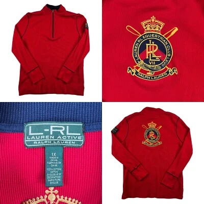 Ralph Lauren Active Equestrian Pullover 1/4 Zip Long Sleeve Top Women 1X Red - Image 1 of 4