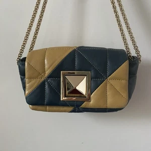 Sonia Rykiel Le Copain quilted tan navy blue leather gold chain bag - Foto 1 di 7