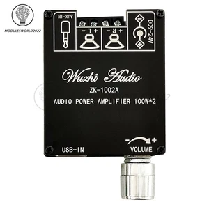 ZK-1002A 2.0 Channel Bluetooth Digital Audio Power Amplifier Board 100W+100W US - Picture 1 of 12