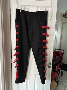 Dark Star Red Black Buckled Trousers Free Size 36 - Picture 1 of 5