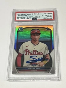 2023 Bowman Chrome Jesus Starlyn Caba Refractor Auto 1st /499 PSA 10 Auto - Picture 1 of 2