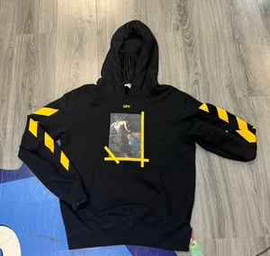 Größe Medium OFF WHITE CARAVAGGIO PAINTING GRAPHIC HOODIE in SCHWARZ/GELB SAUBER - Bild 1 von 11