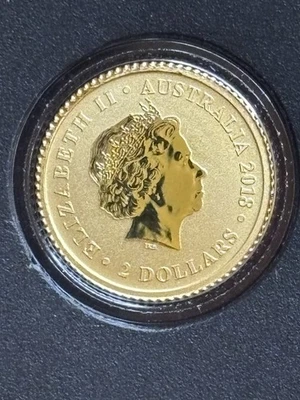 2018 .9999 Gold Perth Mint Kangaroo Reverse Proof 1/2g Australia W/COA - Image 1 of 4