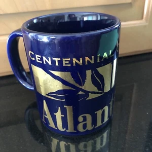Vtg 1996 Atlanta Centennial Olympics Games Navy Blue Gold 12oz Coffee Mug - Picture 1 of 12