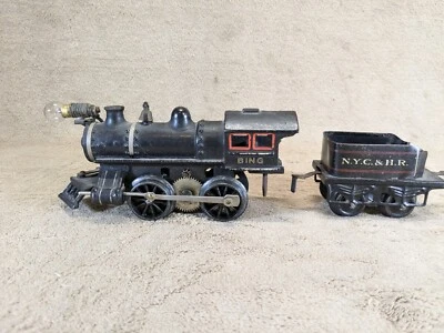 Bing 1200 Cast Iron 0-4-0 Clockwork Locomotive & NYC HR Tender Untested - Image 1 of 4