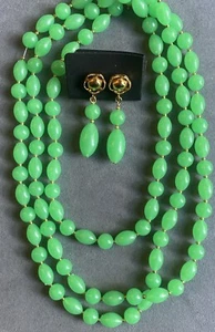 Juego de collar y pendientes vintage Hobe tono verde y dorado - Imagen 1 de 10