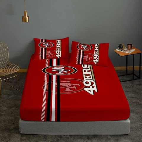 San Francisco 49ers Fitted Sheet Bedding Set 3PCS Deep Pocket Sheet Pillowcases Cover