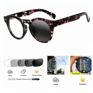 Women's Round Acetate Rivet Photochromic Nearsighted Glass -1.0 -2.0 ~ -6.0 - Picture 1 of 10