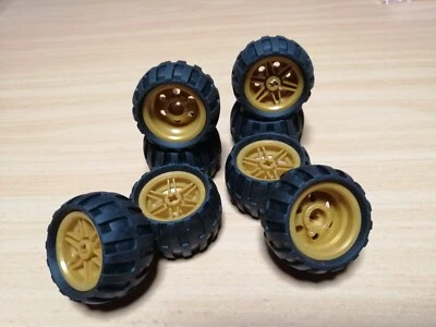 LEGO Technik 8 Stück Reifen 43.2 x 26 goldene Felge / Technic - Bild 1 von 4