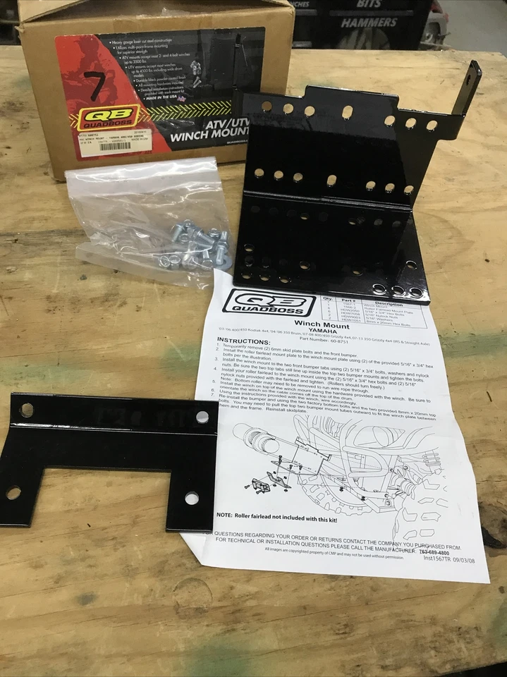 03-14 Yamaha 350 400 450 Kodiak Bruin Grizzly cabrestante placa de montaje quadboss advertencia Foto 1 de 4