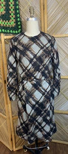 Vintage Dress Mid Century Modern Plaid Wool Small - Picture 1 of 14