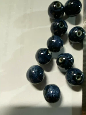 Raku Ceramic Porcelain Beads Blue Green Orange Gray Pink - Image 1 of 4