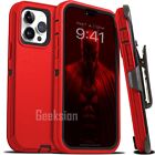 For iPhone 15 14 13 12 11 Plus Pro Max Shockproof Rugged Heavy Duty Case + Clip