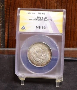 1951 Washington-Carver Commemorative Silver Half Dollar - ANACS MS63 (#57101-L) - Picture 1 of 12