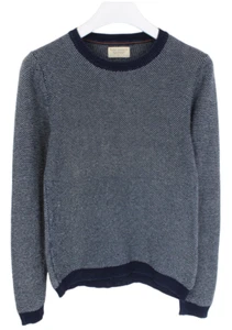Nudie Sweater Men Small Sweater Cotton Knitted Crew Neck Pattern Blue - Picture 1 of 8