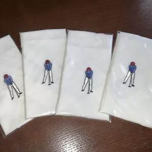 4 Golf Embroidered 100% Cotton Handkerchiefs - Picture 1 of 3