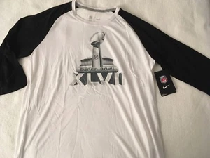 NFL SUPER BOWL XLVII NIKE RAGLAN SHIRT DONNA LARGE FOOTBALL 2013 RAVENS 49ERS - Foto 1 di 7