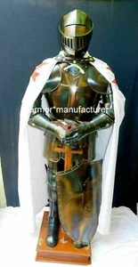 Medieval Knight Suit of Templar Armor W/ Sword Combat Full Body Armour Stand - Picture 1 of 3