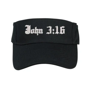 Johannes 3:16 bestickte schwarze Sonnenblende Kappe Hut, Bibelvers Hut - Bild 1 von 2