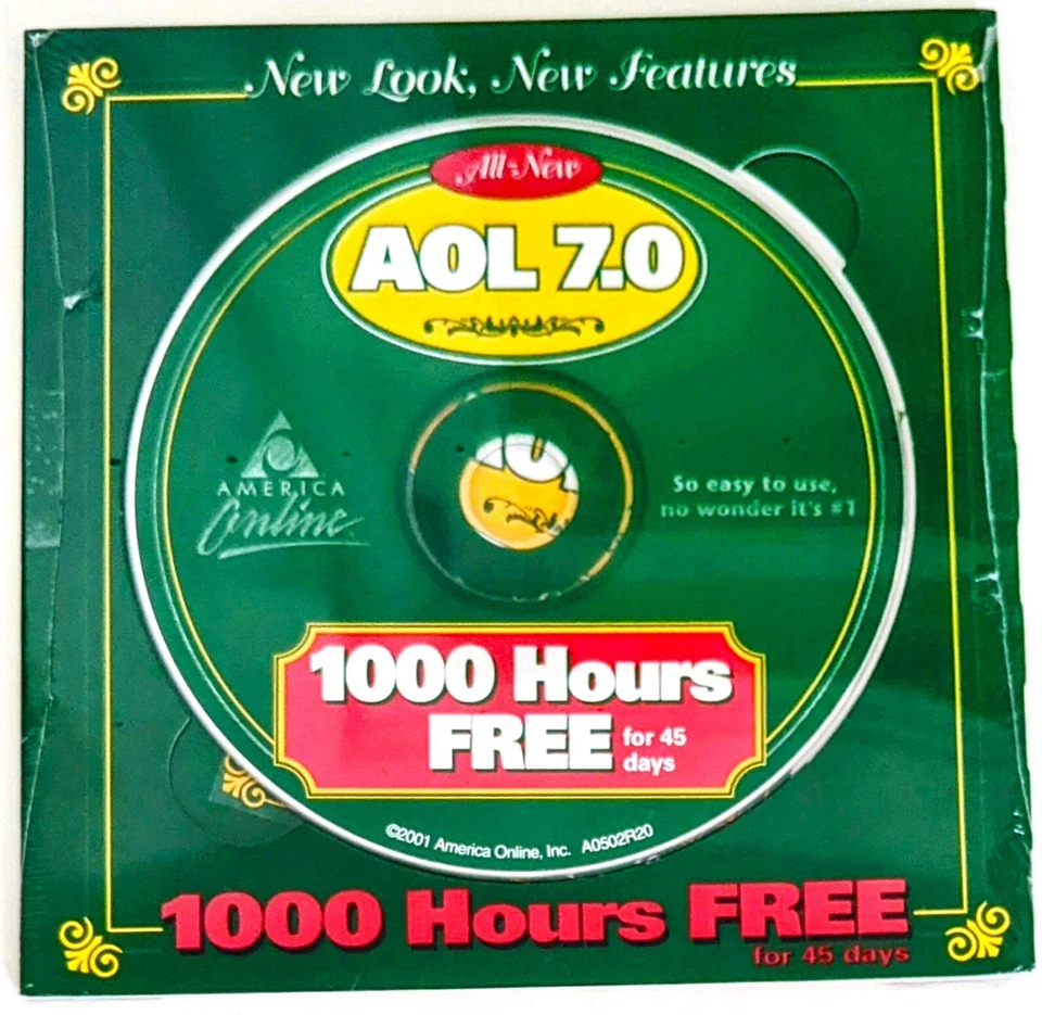 ORNATE GREEN America Online Collectible / Install Disc, Vintage AOL CD V7.0 Rare - Image 1 of 2
