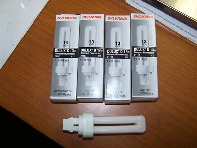 👀 4) NEW SYLVANIA 13 WATT DULUX D FLUORESCENTE LAMP 21117 LOT OF 4 - Image 1 of 4