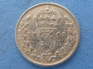 821) Great Britain Victoria Threepence Old Head 1901 Cleaned £6.00 - Picture 1 of 2