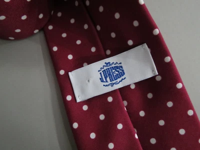 Corbata de cuello J Press hecha en Reino Unido 100% seda pura borgoña lunares Foto 1 de 4