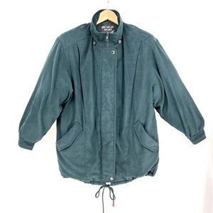 Bromley Sport Real Down Green Parka Coat Womens Petite Size Small Zip Snap - Picture 1 of 11
