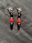 Faceted Black Onyx And Red Coral Bead Earrings One Of A Kind