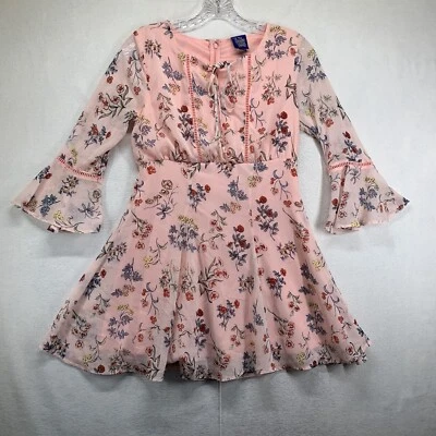 Girls Disney Beauty And the Beast Pink Multicolor Floral Dress Extra Small - Image 1 of 4