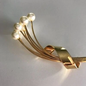 Napier Brooch pin Vintage goldtone faux pearl accent Pin - Picture 1 of 7